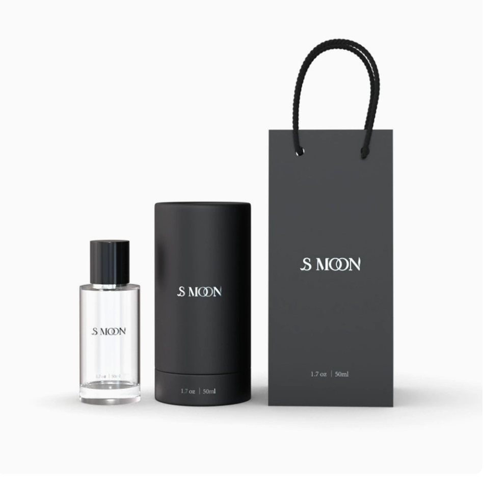 Perfume luxurious white logo black round perfume box